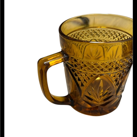 Set Of 6 Vintage Amber Glass Mid-Century French Cristal d'Arques-Durand Mugs - Picture 4 of 4